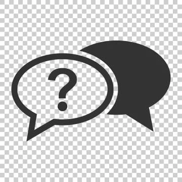 Question mark icon in flat style. Discussion speech bubble vector illustratio Stock Illustration