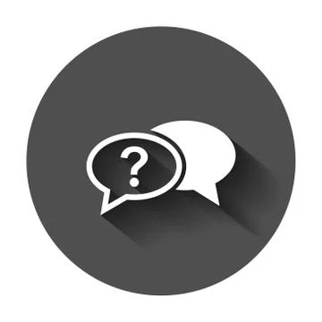 Question mark icon in flat style. Discussion speech bubble vector illustratio Stock Illustration
