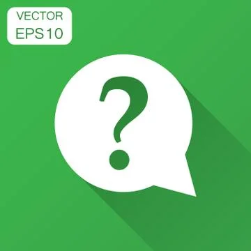 Question mark icon in flat style. Discussion speech bubble vector illustratio Stock Illustration