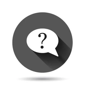 Question mark icon in flat style. Discussion speech bubble vector illustratio Stock Illustration