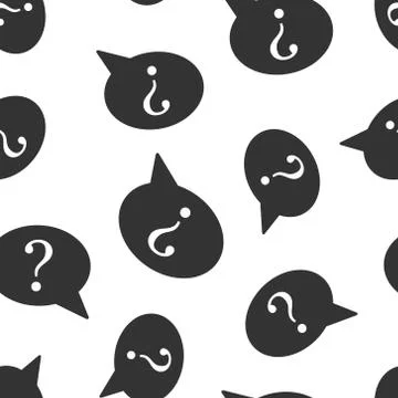Question mark icon in flat style. Discussion speech bubble vector illustratio Stock Illustration