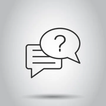 Question mark icon in flat style. Discussion speech bubble vector illustratio Stock Illustration