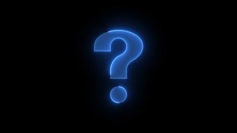 Question mark icon glowing neon blue color animation black background Stock Footage 266822899