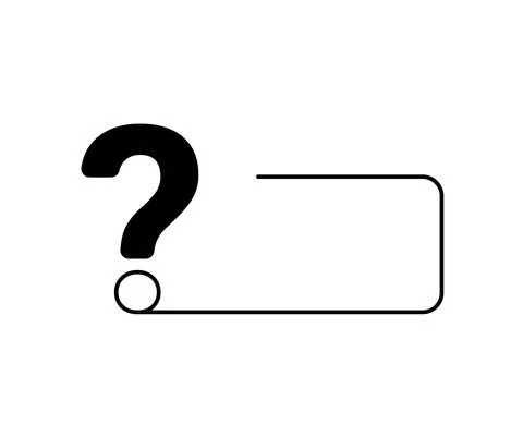 Question mark icon with line frame for text. Help, ask, support, Faq sign Stock-Illustration
