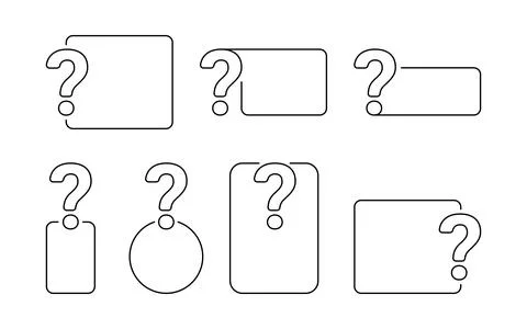 Question mark icon with line frame for text. Help, ask, support, Faq sign. Ve Stock Illustration