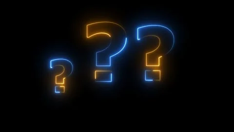 Question mark icon. problem sign. neon question mark icon animation on blac.. Stock Footage 293485185