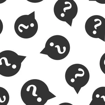 Question mark icon seamless pattern background. Discussion speech bubble vect Stock Illustration