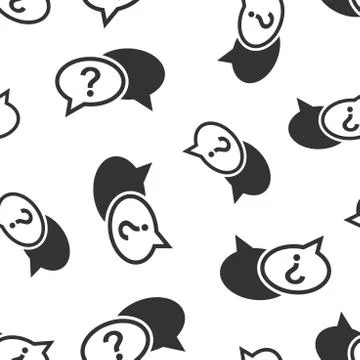 Question mark icon seamless pattern background. Discussion speech bubble vect Stock Illustration
