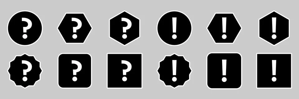 Question mark Icon Set, FAQ sign, Help symbol. Exclamation mark Icon Set, Att Stock Illustration