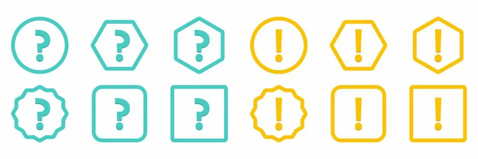Question mark Icon Set, FAQ sign, Help symbol. Exclamation mark Icon Set, Att Stockillustratie