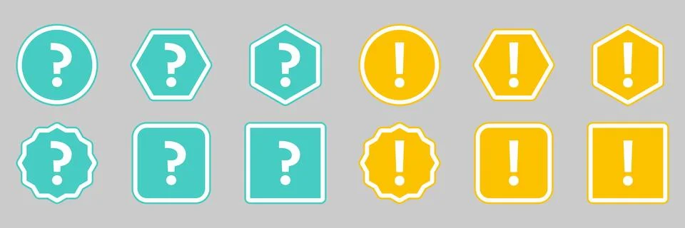 Question mark Icon Set, FAQ sign, Help symbol. Exclamation mark Icon Set, Att Stock Illustration