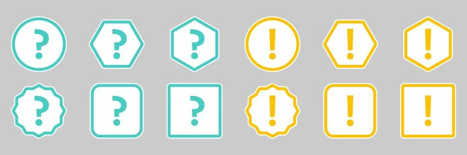 Question mark Icon Set, FAQ sign, Help symbol. Exclamation mark Icon Set, Att Stockillustratie