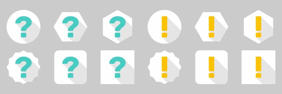 Question mark Icon Set, FAQ sign, Help symbol. Exclamation mark Icon Set, Att Stock Illustration