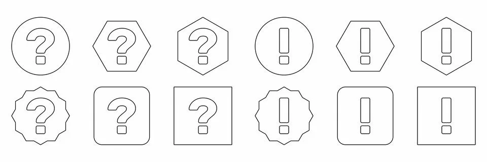 Question mark Icon Set, FAQ sign, Help symbol. Exclamation mark Icon Set, Att Stock Illustration