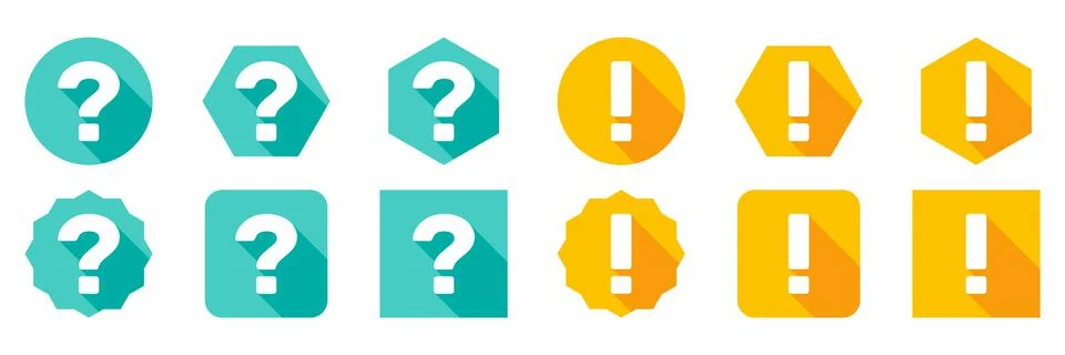 Question mark Icon Set, FAQ sign, Help symbol. Exclamation mark Icon Set, Att Illustrazione stock