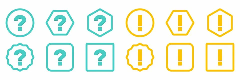Question mark Icon Set, FAQ sign, Help symbol. Exclamation mark Icon Set, Att Stock Illustration