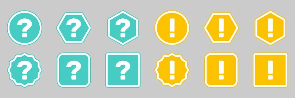 Question mark Icon Set, FAQ sign, Help symbol. Exclamation mark Icon Set, Att Illustrazione stock