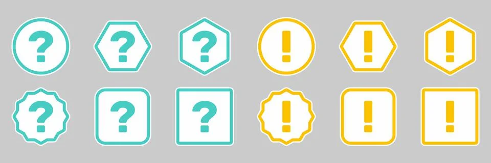 Question mark Icon Set, FAQ sign, Help symbol. Exclamation mark Icon Set, Att Stockillustratie