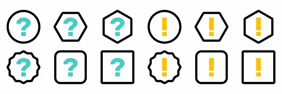 Question mark Icon Set, FAQ sign, Help symbol. Exclamation mark Icon Set, Att Stockillustratie