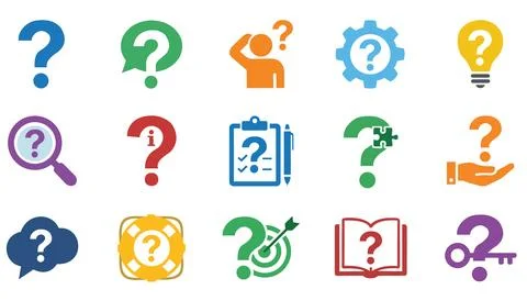 Question mark icon set. FAQ support web symbols. Stock Illustration