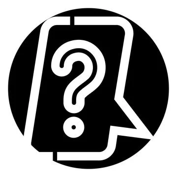 Question mark icon in speech bubble on device screen Ilustración de archivo