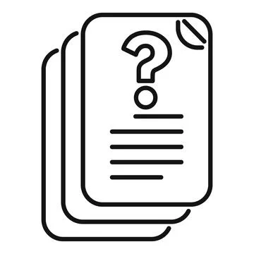Question mark icon on top of stack of documents representing frequently asked Stock Illustration