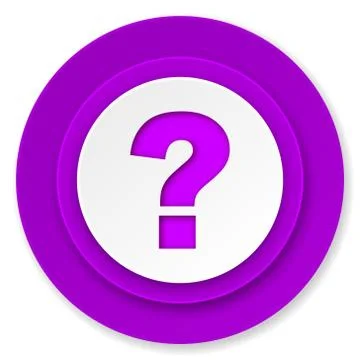 Question mark icon, violet button, ask sign. Stock Illustration