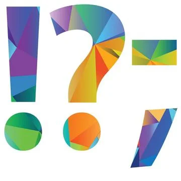 Question mark illustration with question mark of different colors on a whi... Stock Photos