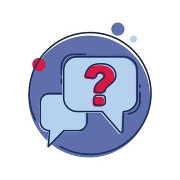 Question mark inside chat bubble. Quiz, query, doubt, questions concept. Illustrazione stock