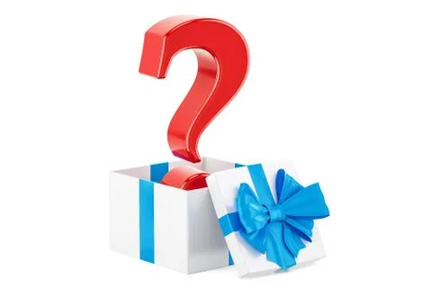 Question mark inside gift box, What to gift concept. 3D rendering Stock Illustration