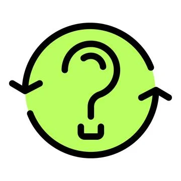 Question mark inside green circle with rotating arrows representing continuou イラスト素材