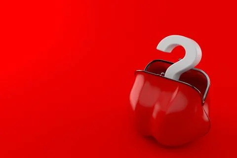 Question mark inside red purse Stock Illustration