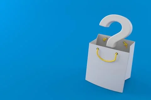 Question mark inside shopping bag Ilustración de archivo