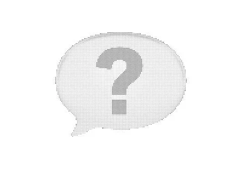 Question mark inside speech bubble formed by black halftone dots on white b.. Ilustración de archivo
