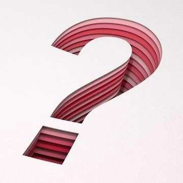 Question mark with layers of paper cut, 3d render Stock Illustration