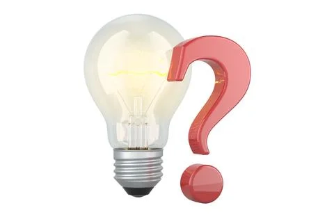 Question mark with light bulb. 3D rendering Stock Illustration