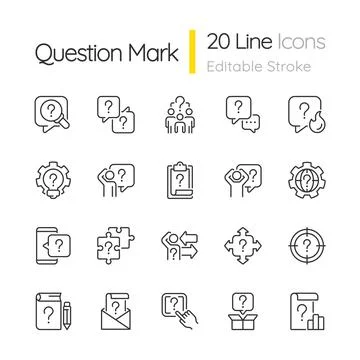 Question mark linear icons set Stock Illustration