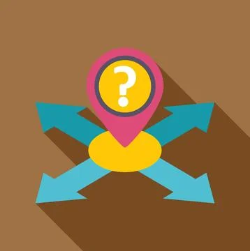Question mark location pin showing multiple directions 스톡 일러스트