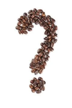 Question mark  made of coffee beans Stock Photos