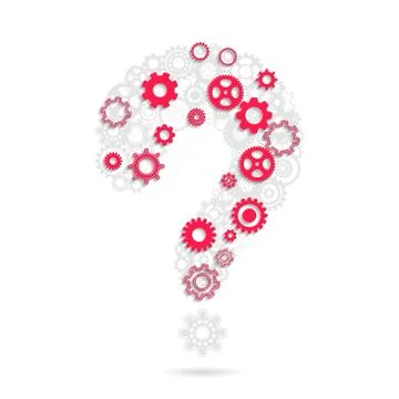Question mark made of cog wheels Stock-Illustration