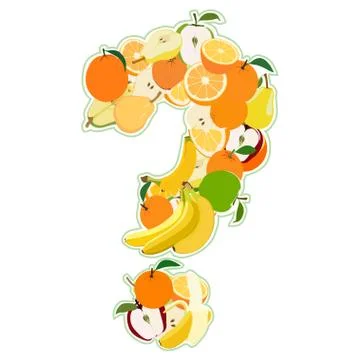 Question mark made of fruits Stock Illustration