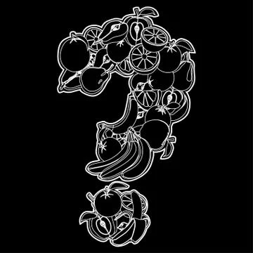 Question mark made of fruits. Stock Illustration