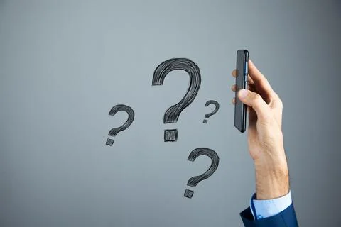 Question mark in a man 's hand Stock Photos