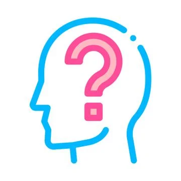 Question Mark In Man Silhouette Mind Vector Icon Stock Illustration