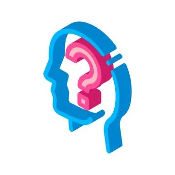 Question Mark In Man Silhouette Mind isometric icon イラスト素材