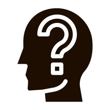 Question Mark In Man Silhouette Mind glyph icon Stock Illustration