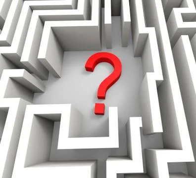 Question mark in maze shows thinking Stock Illustration