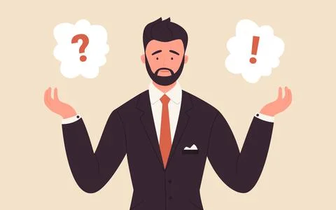 Question mark, mind choice with thinking businessman Stock Illustration