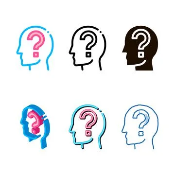 Question mark minimal in man silhouette mind vector icon Stock Illustration
