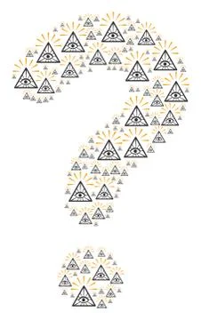 Question Mark Mosaic of Total Control Eye Pyramid Icons Illustrazione stock